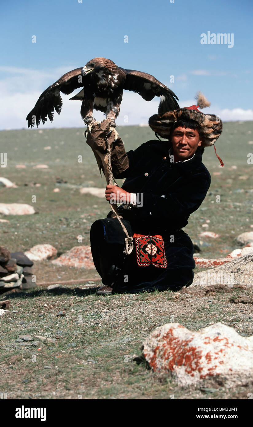 Le kazakh eagle hunter Banque D'Images