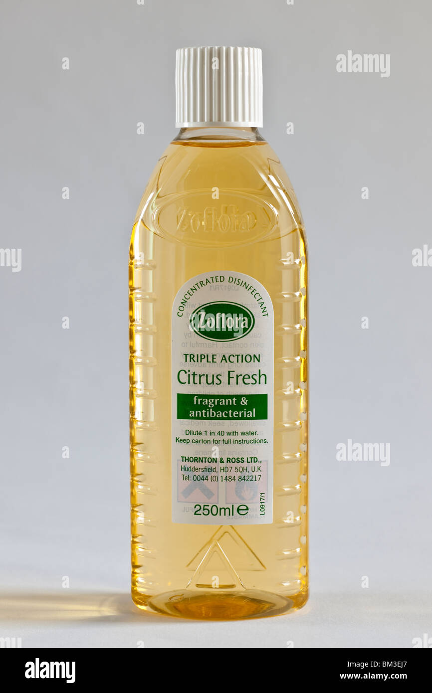 250 ml Bouteille de fraîcheur citron Zoflora triple action Banque D'Images