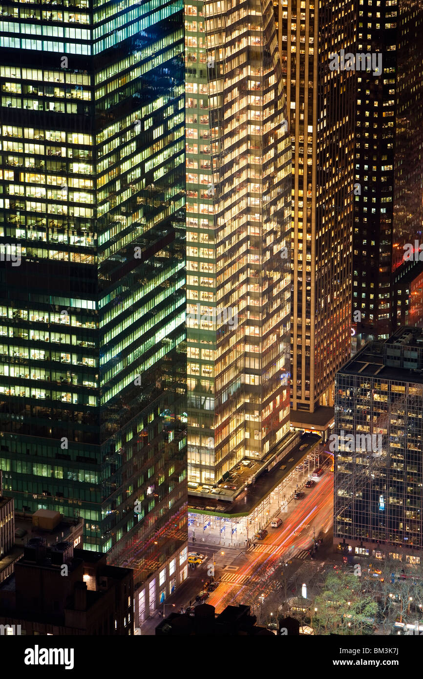 USA, New York, Manhattan, Elevated view de Mid-town Manhattan Banque D'Images