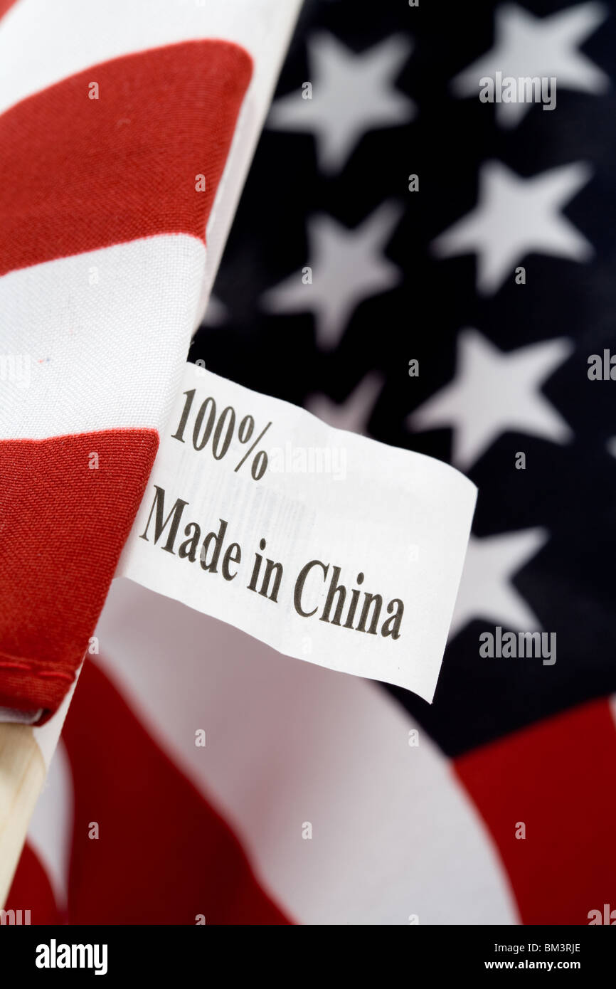 USA drapeau, fabriqué en Chine Banque D'Images