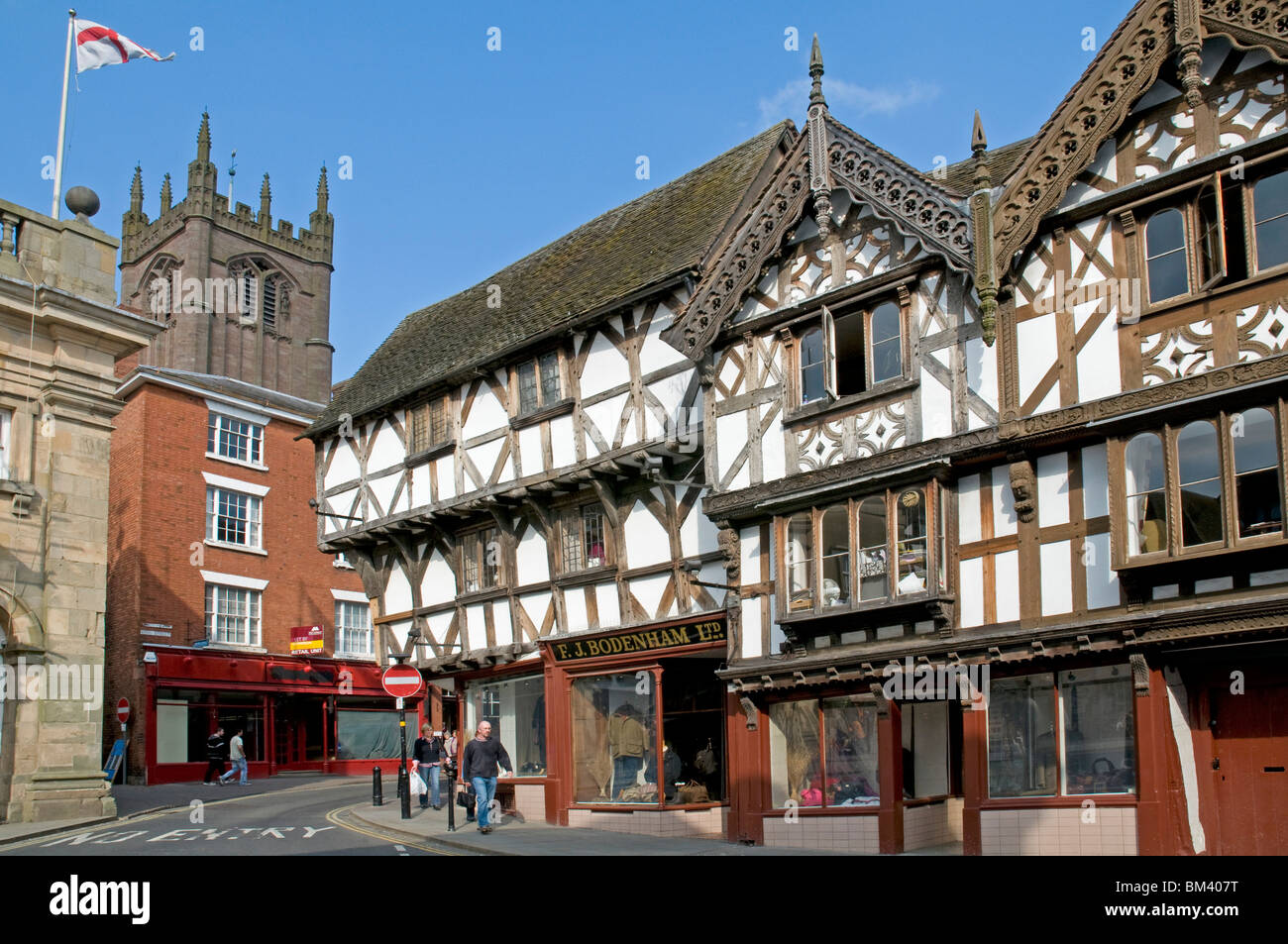 Scène de rue à Ludlow, Shropshire Banque D'Images