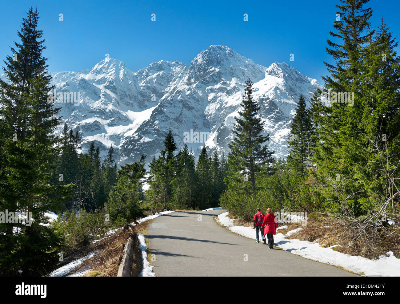 Route vers le lac Morskie Oko, Tatras, Pologne Banque D'Images