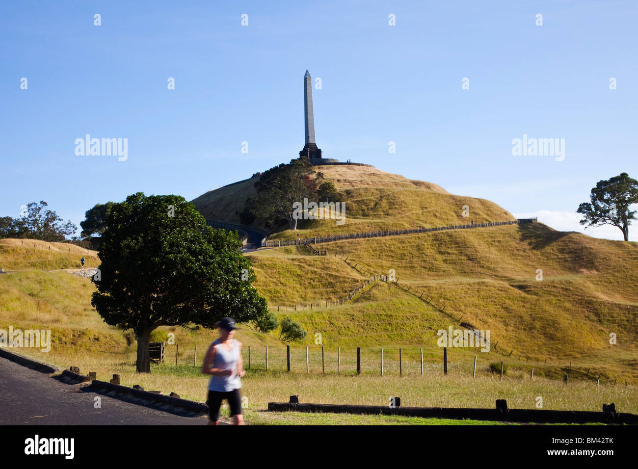 Runner en ordre décroissant de One Tree Hill (Maungakiekie). Auckland, île du Nord, Nouvelle-Zélande Banque D'Images