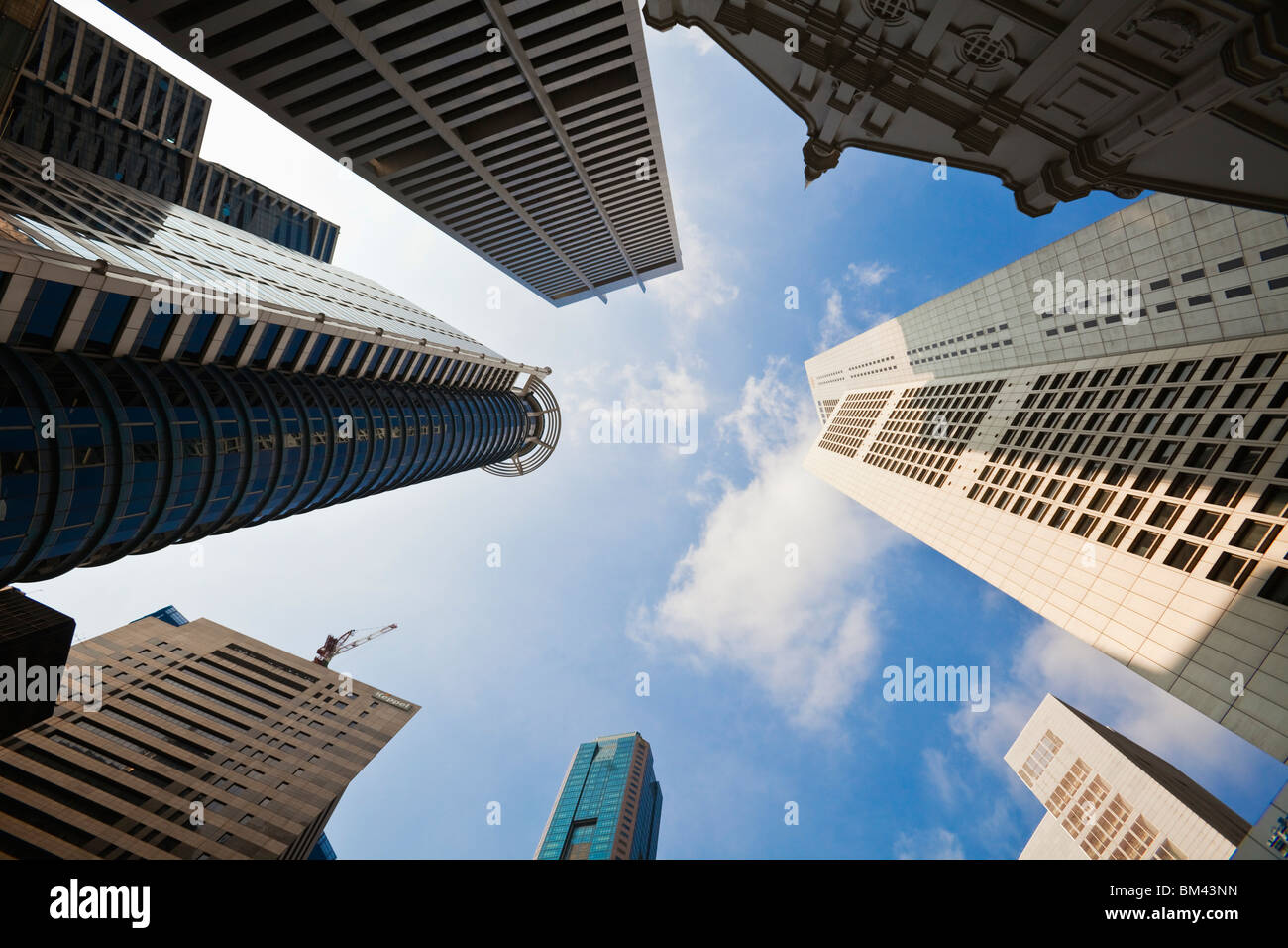 Gratte-ciel dans le quartier financier de Raffles Place, Singapour Banque D'Images