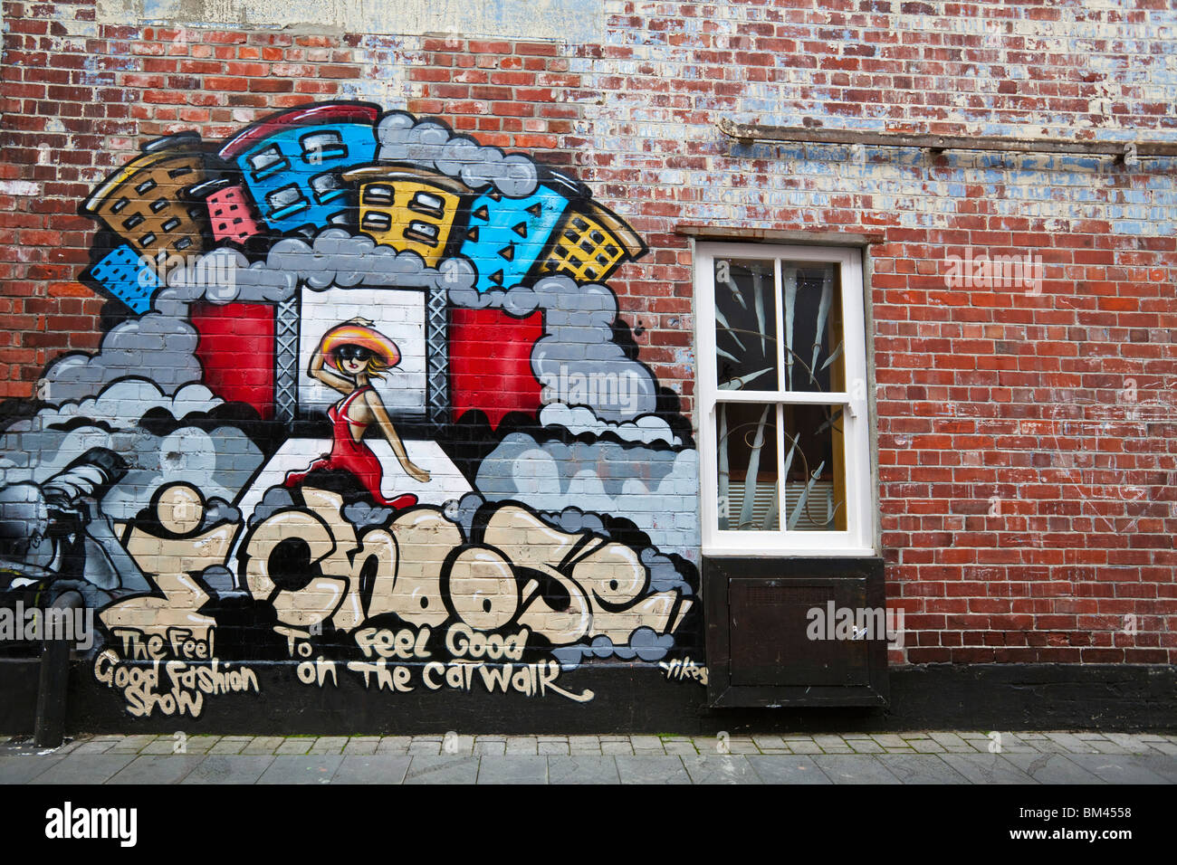 Art urbain sur Struthers Lane. Christchurch, Canterbury, île du Sud, Nouvelle-Zélande Banque D'Images