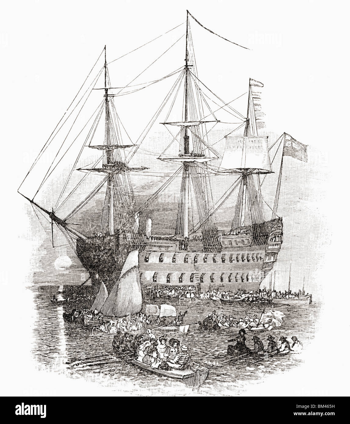 Le HMS Bellerophon, le navire qui a transporté Napoléon à Sainte-Hélène en 1815. Banque D'Images