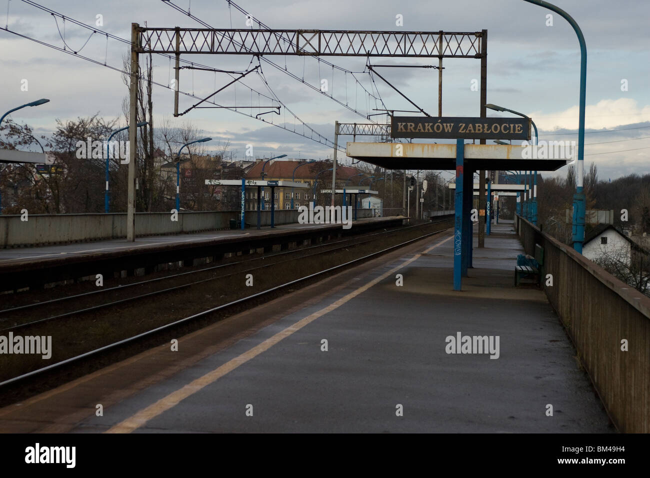 La gare de Cracovie Zablocie à Cracovie, Pologne. Banque D'Images