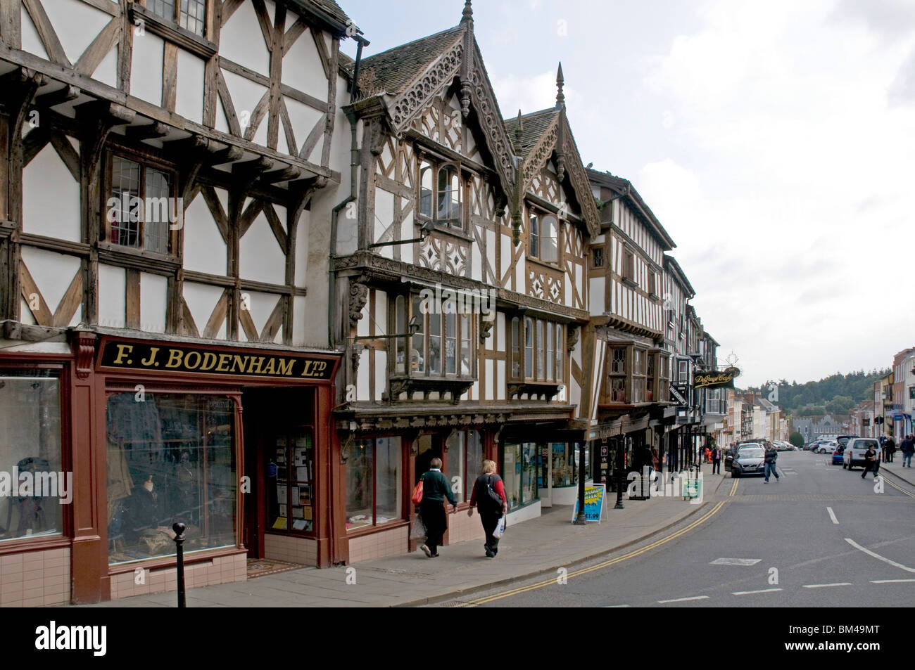 Scène de rue à Ludlow, Shropshire Banque D'Images