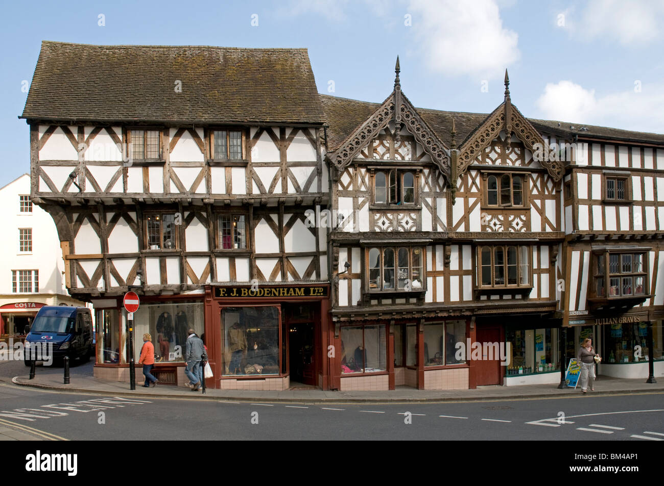Scène de rue à Ludlow, Shropshire Banque D'Images
