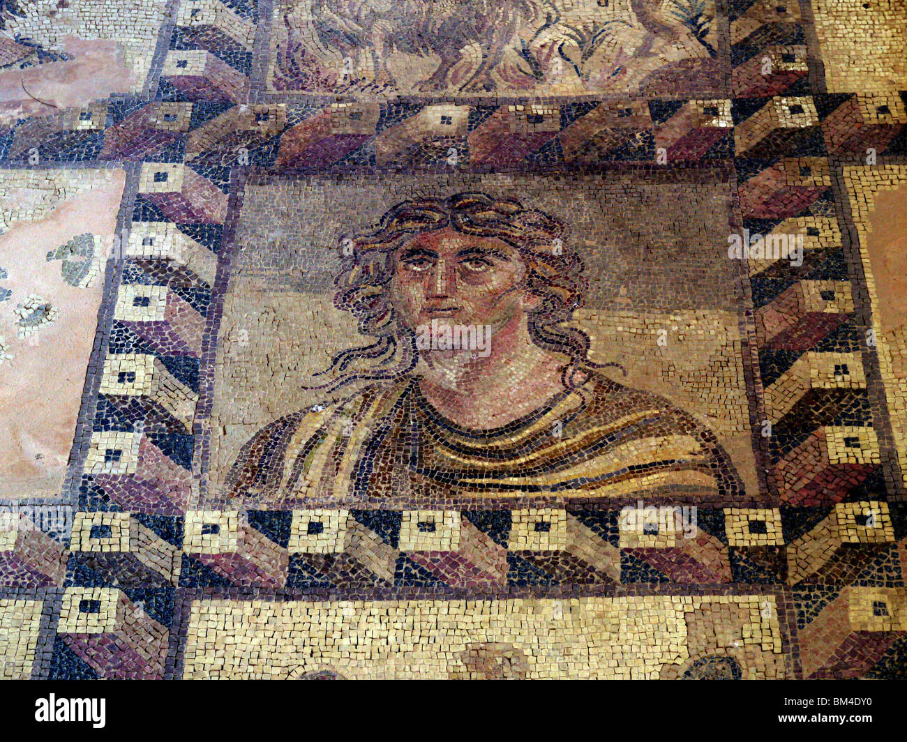 Mosaïque romaine à Paphos à Chypre. Banque D'Images