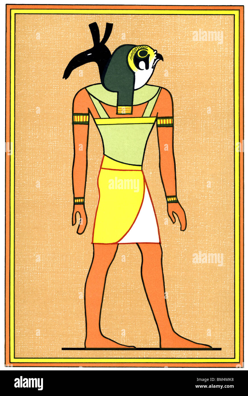 Le faucon Horus représente la tête ; l'autre tête est l'ensemble animal, un mystérieux personnage qui dit mythe avait recouvert de carrés les oreilles. Banque D'Images