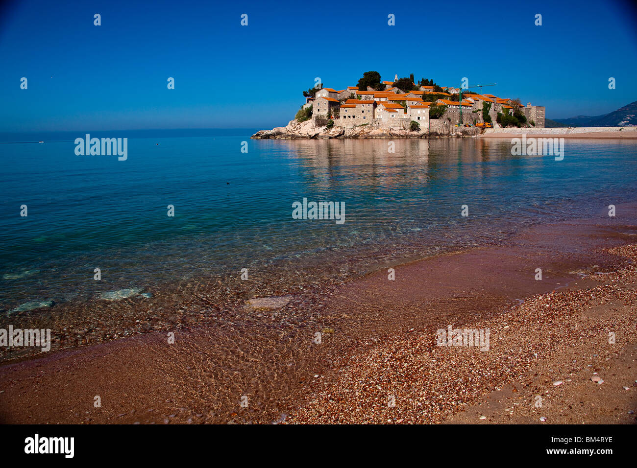 Plage de Sveti Stefan, Monténégro Banque D'Images