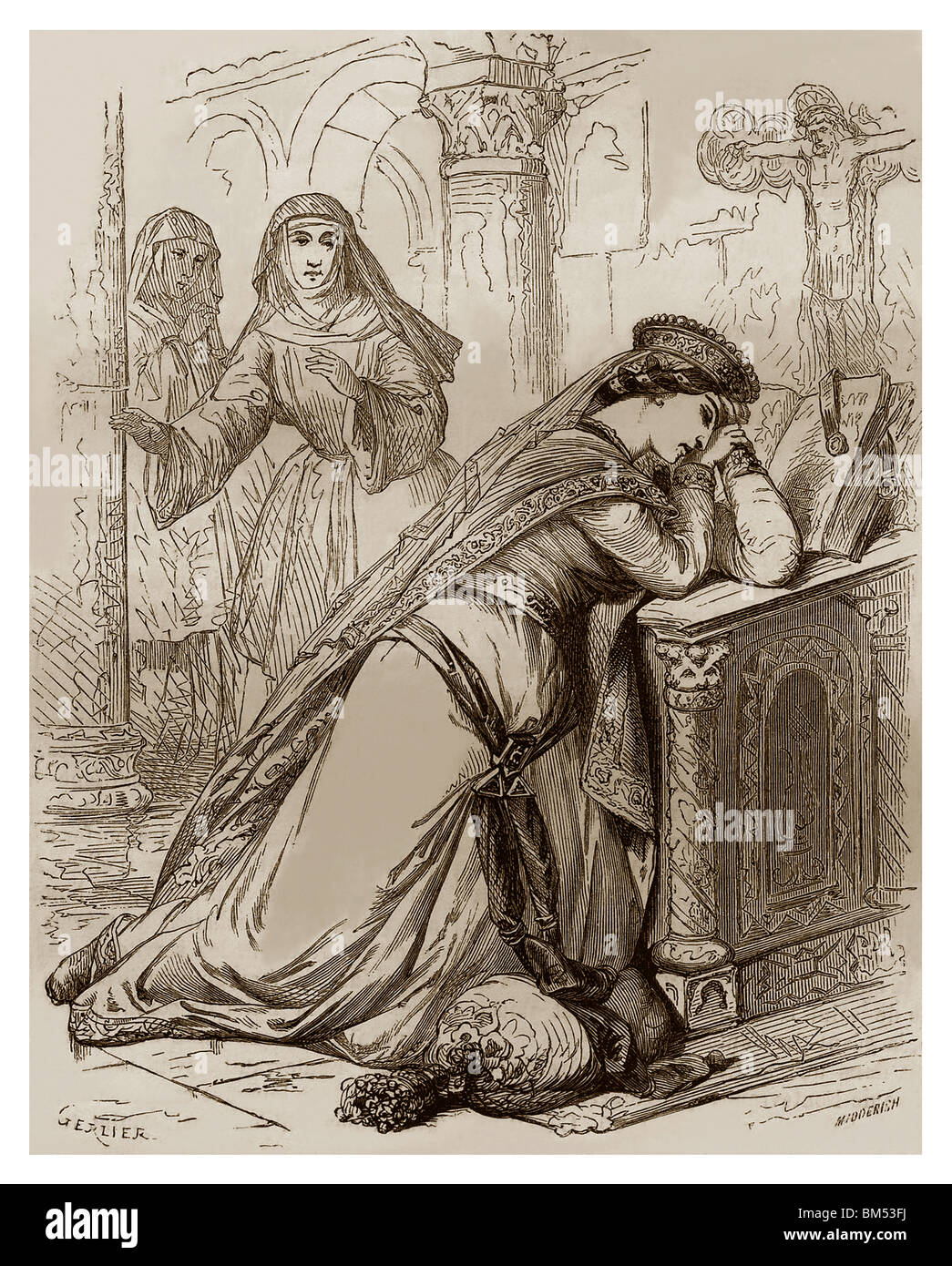 En 1104, la Comtesse Marie Henriette Pyvart de Montfort à Montsoreau. Banque D'Images