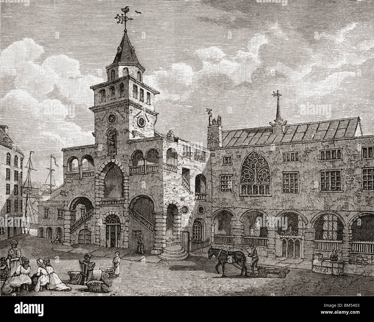 L'échange, Newcastle-on-Tyne, en Angleterre au xviie siècle. Banque D'Images