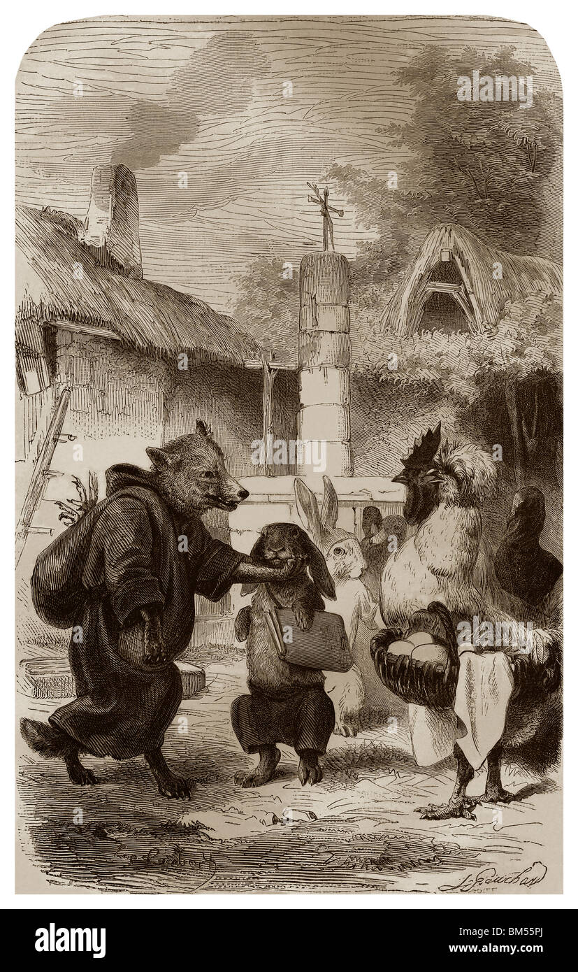Roman du renard : Collection d'histoires médiévale française écrite par Pierre de Saint Cloud, ayant pour héros des animaux. Banque D'Images