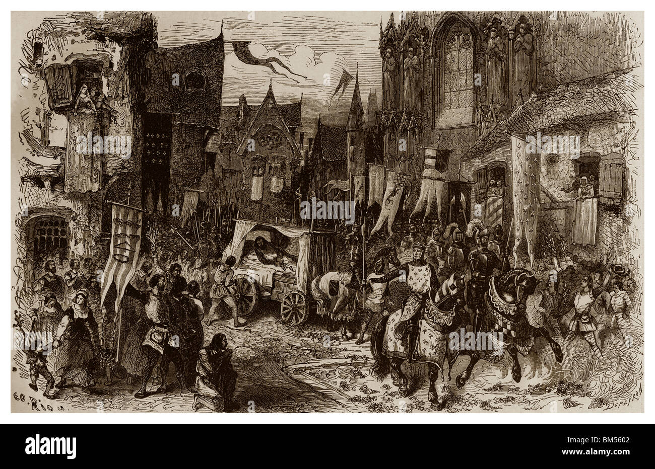 Entrée triomphale de Philippe Auguste à Paris, après sa victoire lors de la bataille de Bouvines du 27 juillet 1214. Banque D'Images