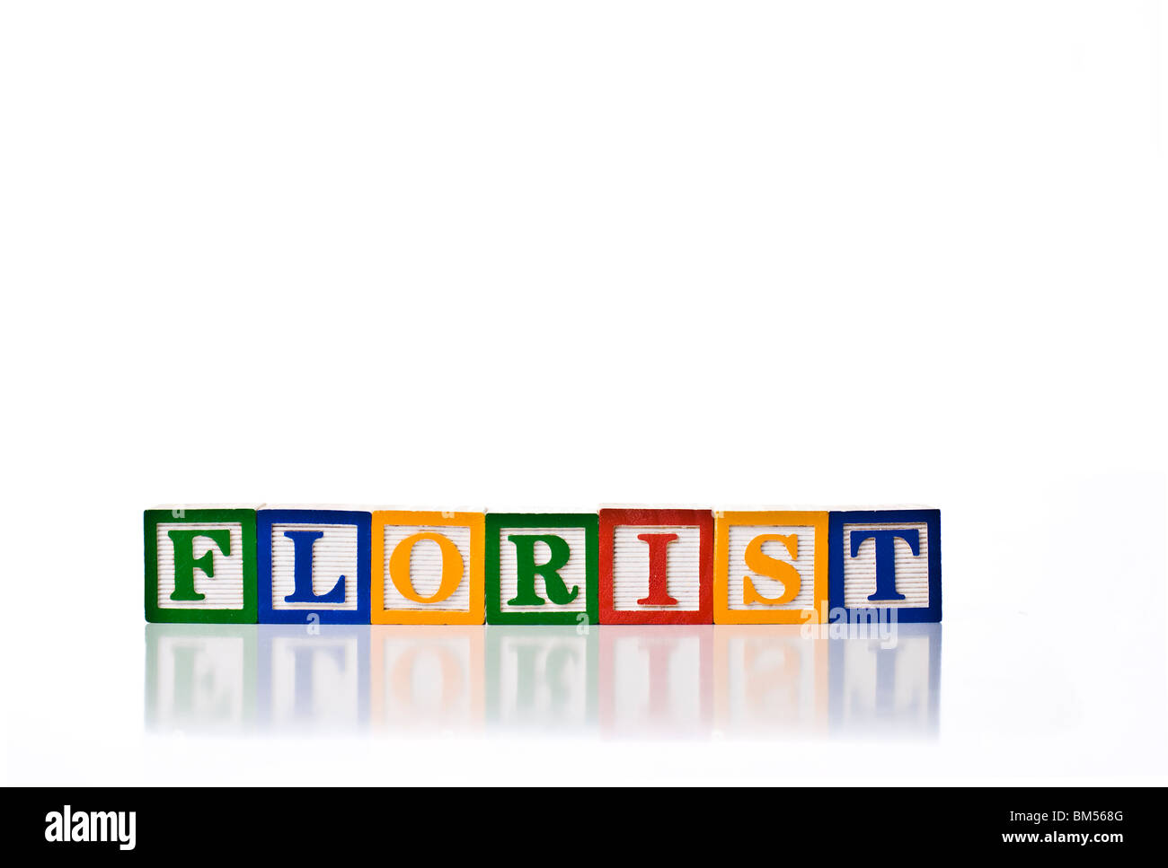 Enfants colorés blocks spelling FLORIST Banque D'Images