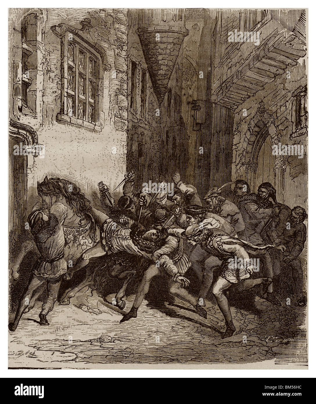 Le 23 novembre 1407, à Paris, le duc Louis I d'Orléans a été poignardé par une quinzaine de bandits masqués. Banque D'Images