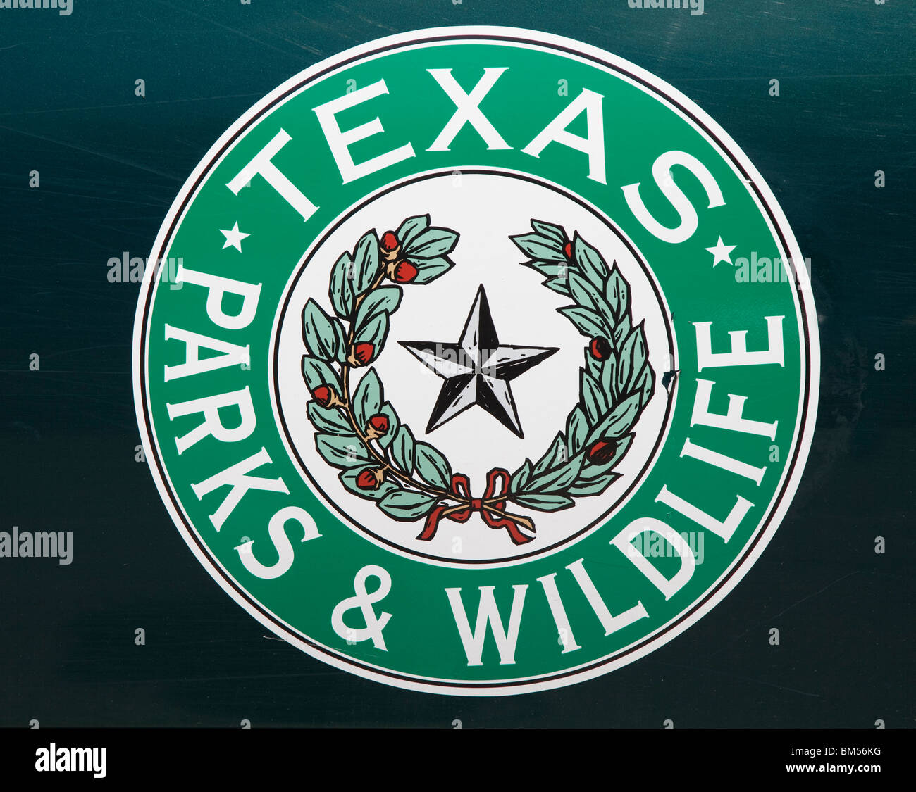 Le Texas Parks & Wildlife badge sur porte de voiture Austin Texas USA Banque D'Images