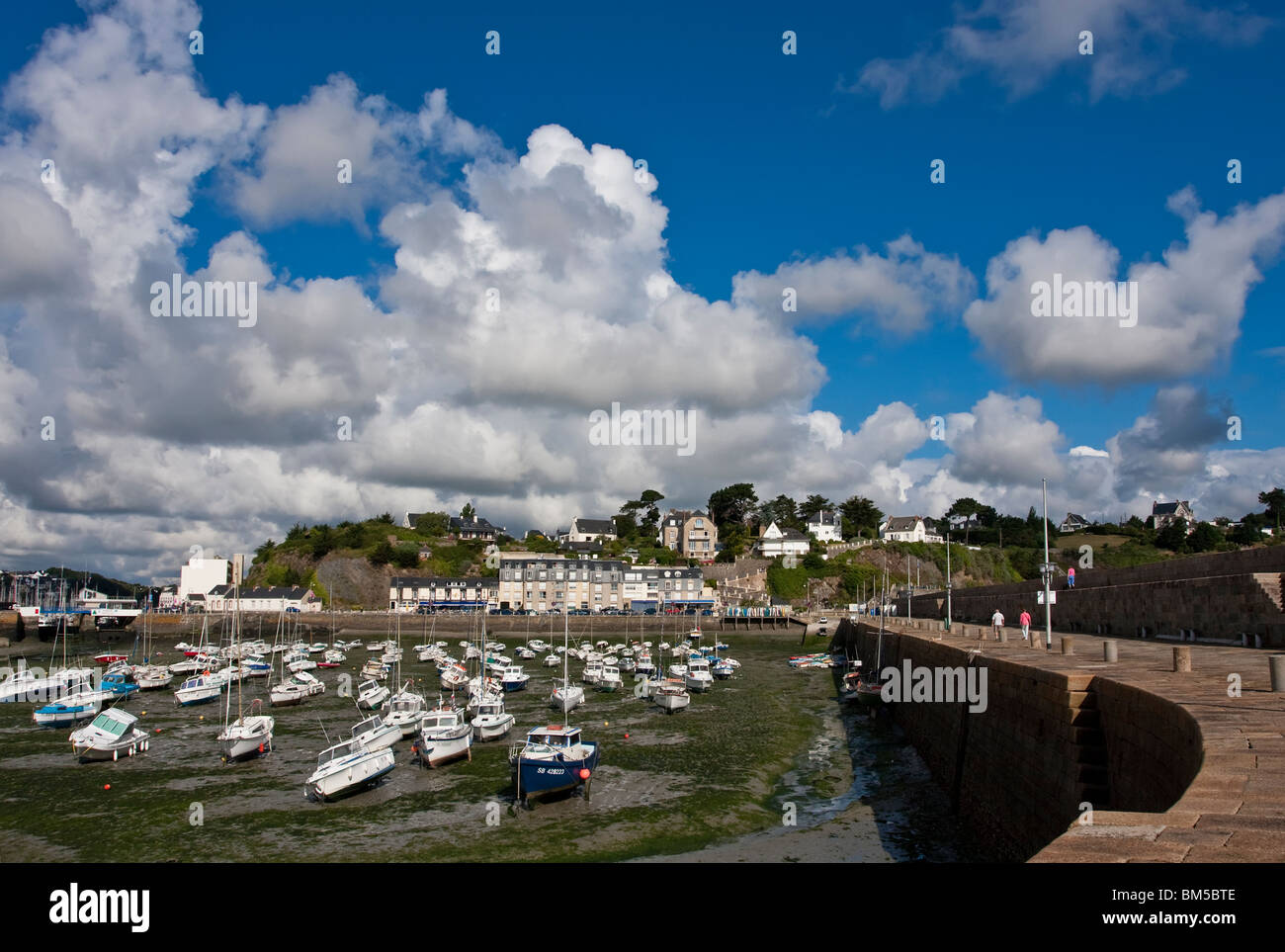Marée basse dans le port de Binic , Bretagne, France Banque D'Images