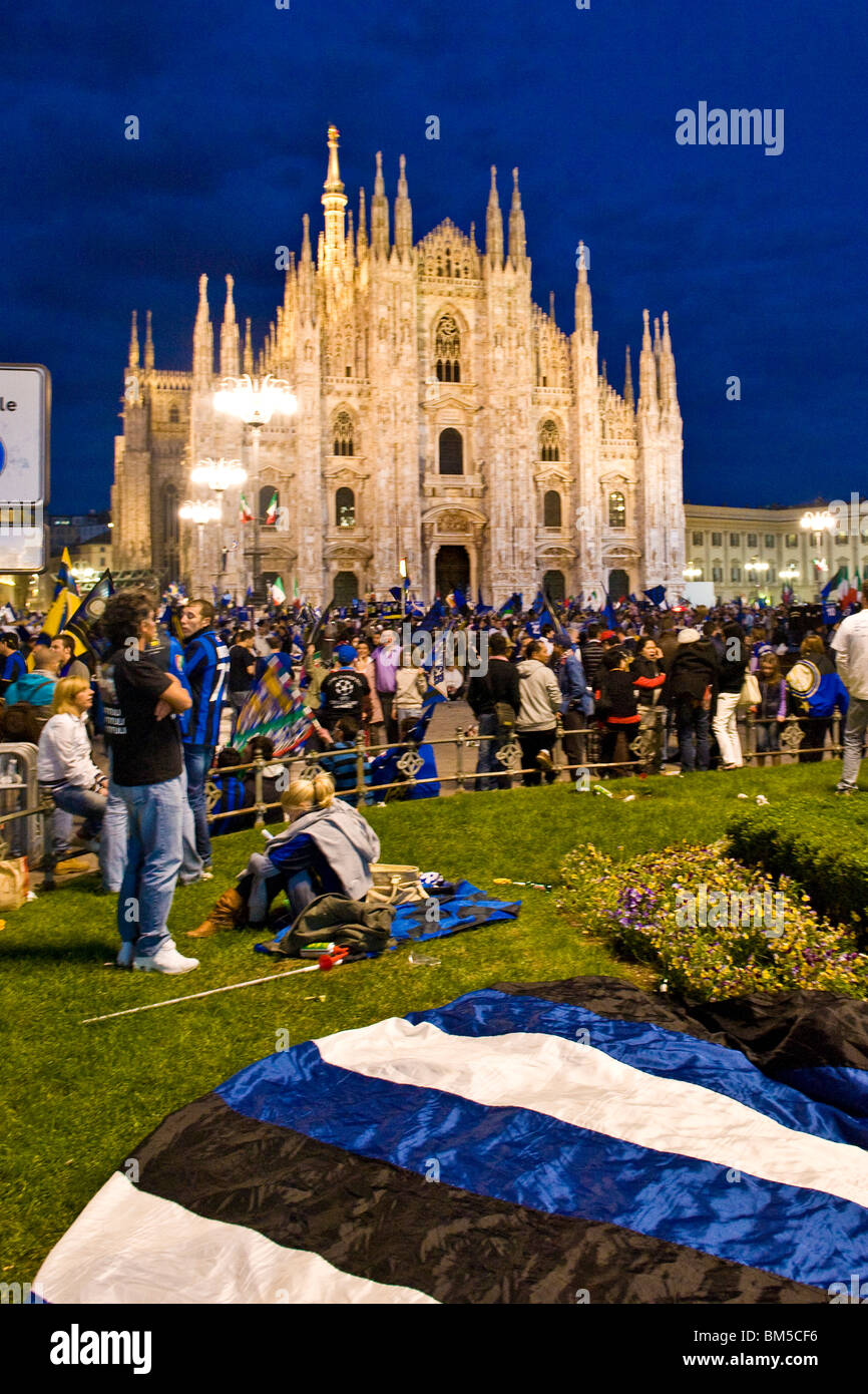 Célébration Scudetto Inter, place du Duomo, Milan, Italie, 16.05.2010 Banque D'Images