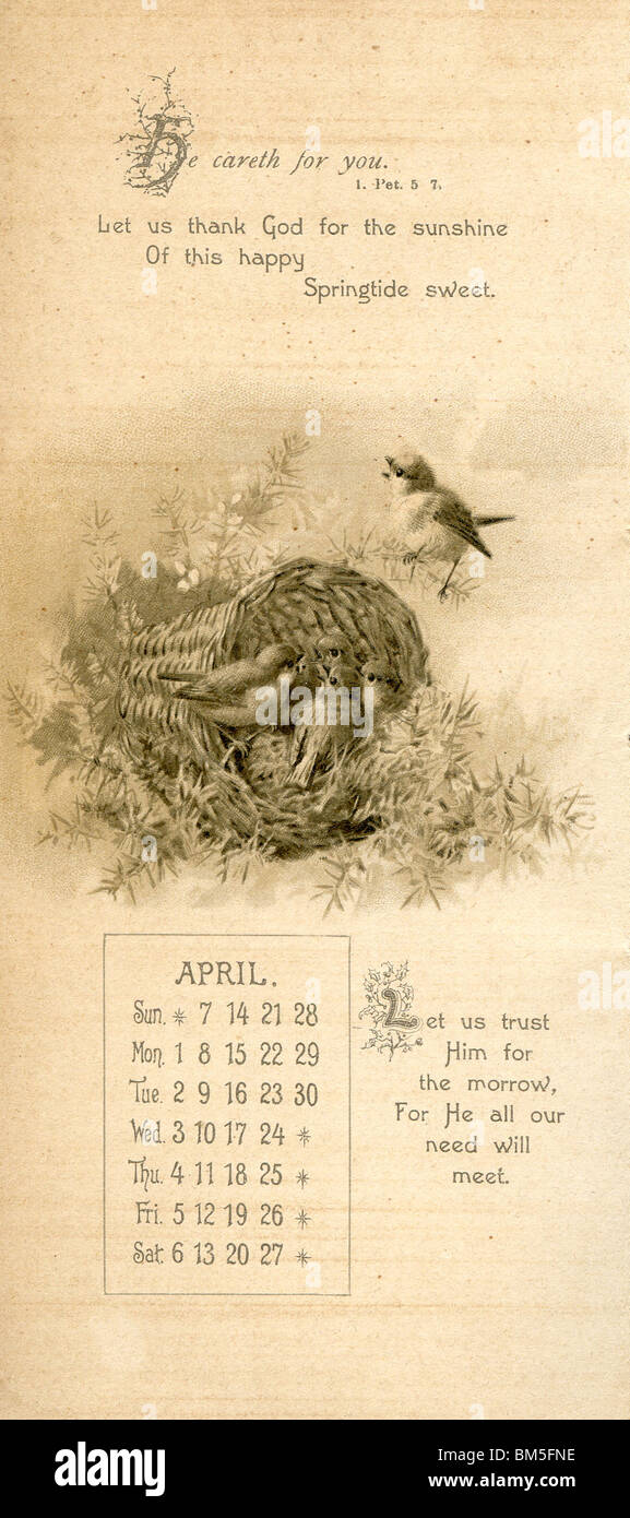 Calendrier d'origine, au début des années 1900 Banque D'Images