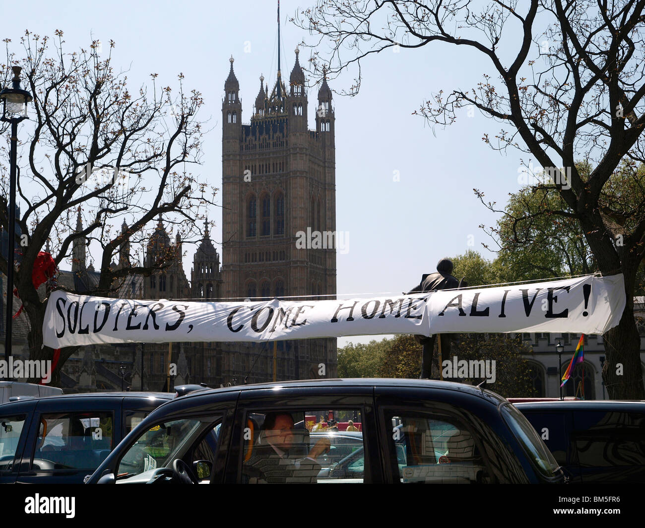 Le Village de la démocratie, mise en place en place du Parlement le 1er mai est sous la menace du Conseil de Westminster. Banque D'Images