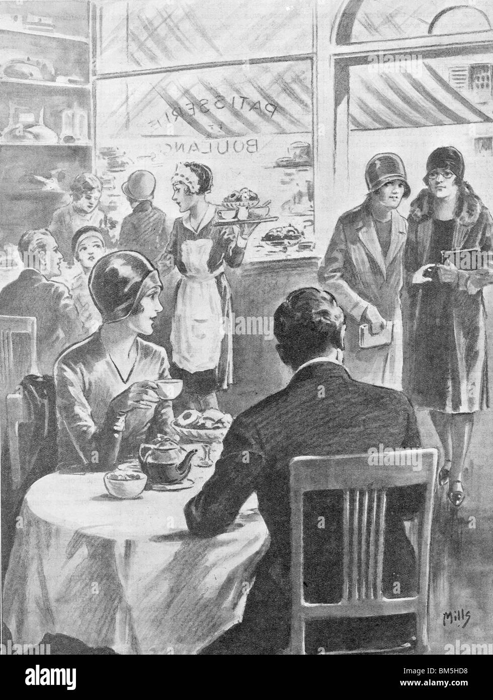 Un couple prendre le thé l'après-midi dans un café Banque D'Images