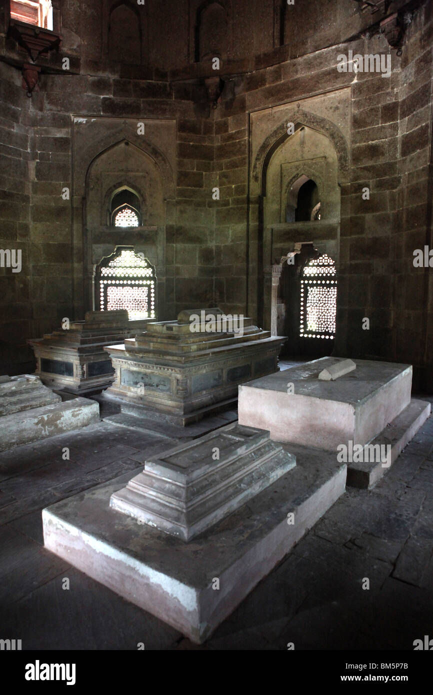 L'intérieur d'Isa Khan Niyazi ou Niazi tombe, une partie de la Tombe de Humayun ou Humayuns complexe dans Delhi, Inde. Banque D'Images