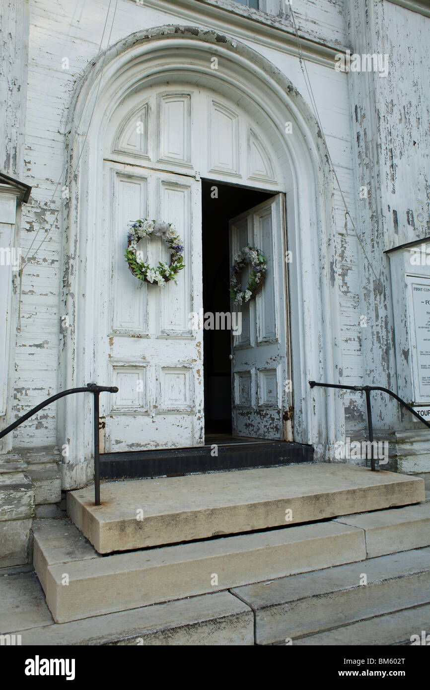 À la première porte altérée Congregational Church dans Lee, Massachusetts. Banque D'Images