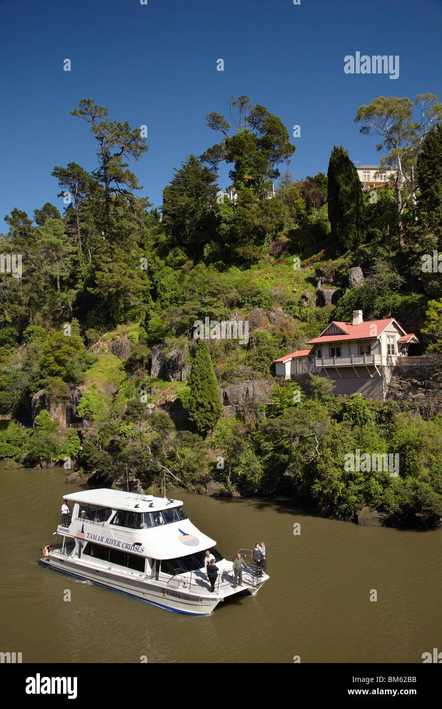 Tamar Odyssey, de bateaux d'Excursion et historique Toll House, Cataract Gorge, South Esk River, Launceston, Tasmanie, Australie du Nord Banque D'Images