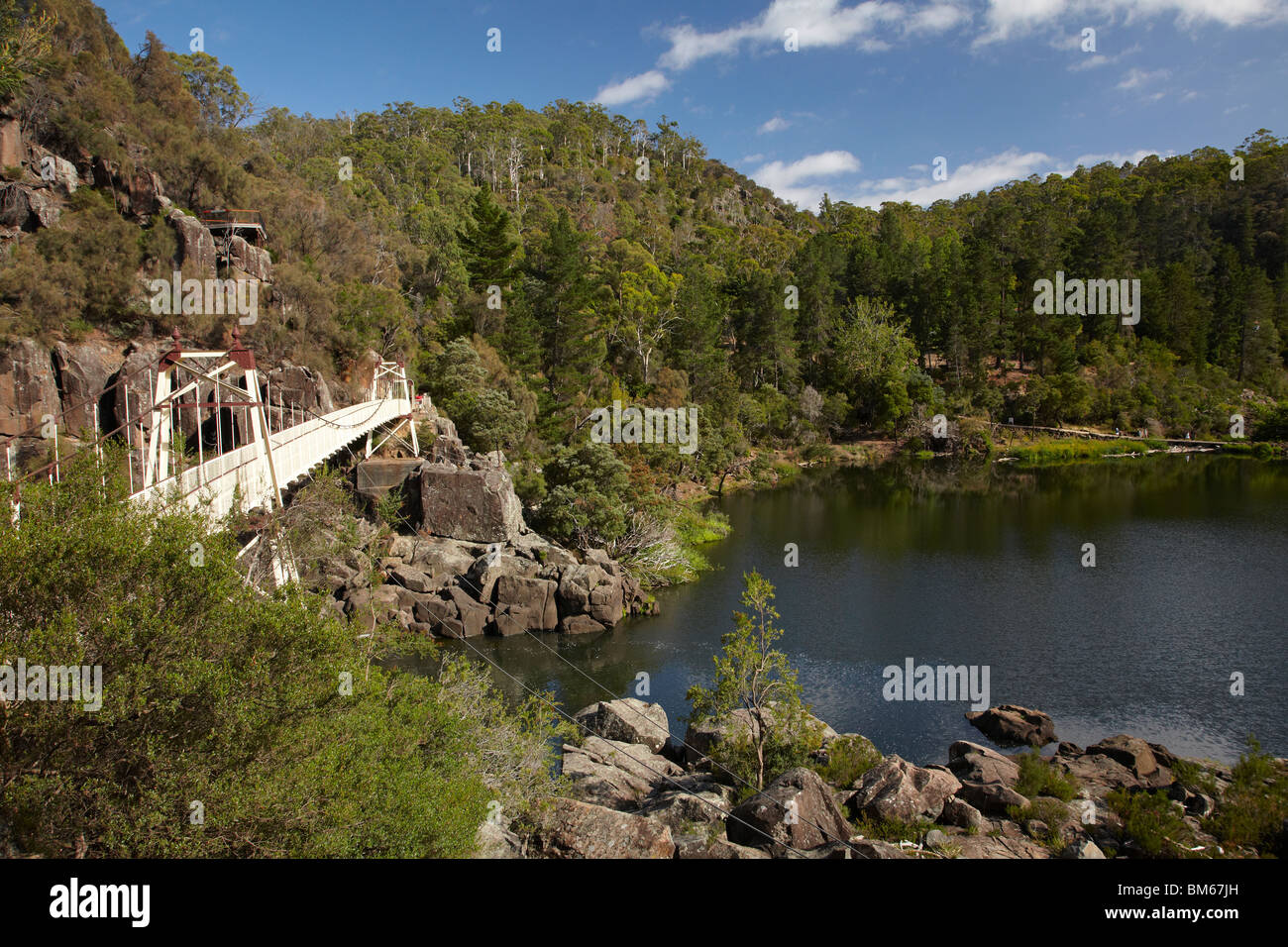Alexandra Suspension Bridge (1904), premier bassin, Cataract Gorge, South Esk River, Launceston, Tasmanie, Australie du Nord Banque D'Images