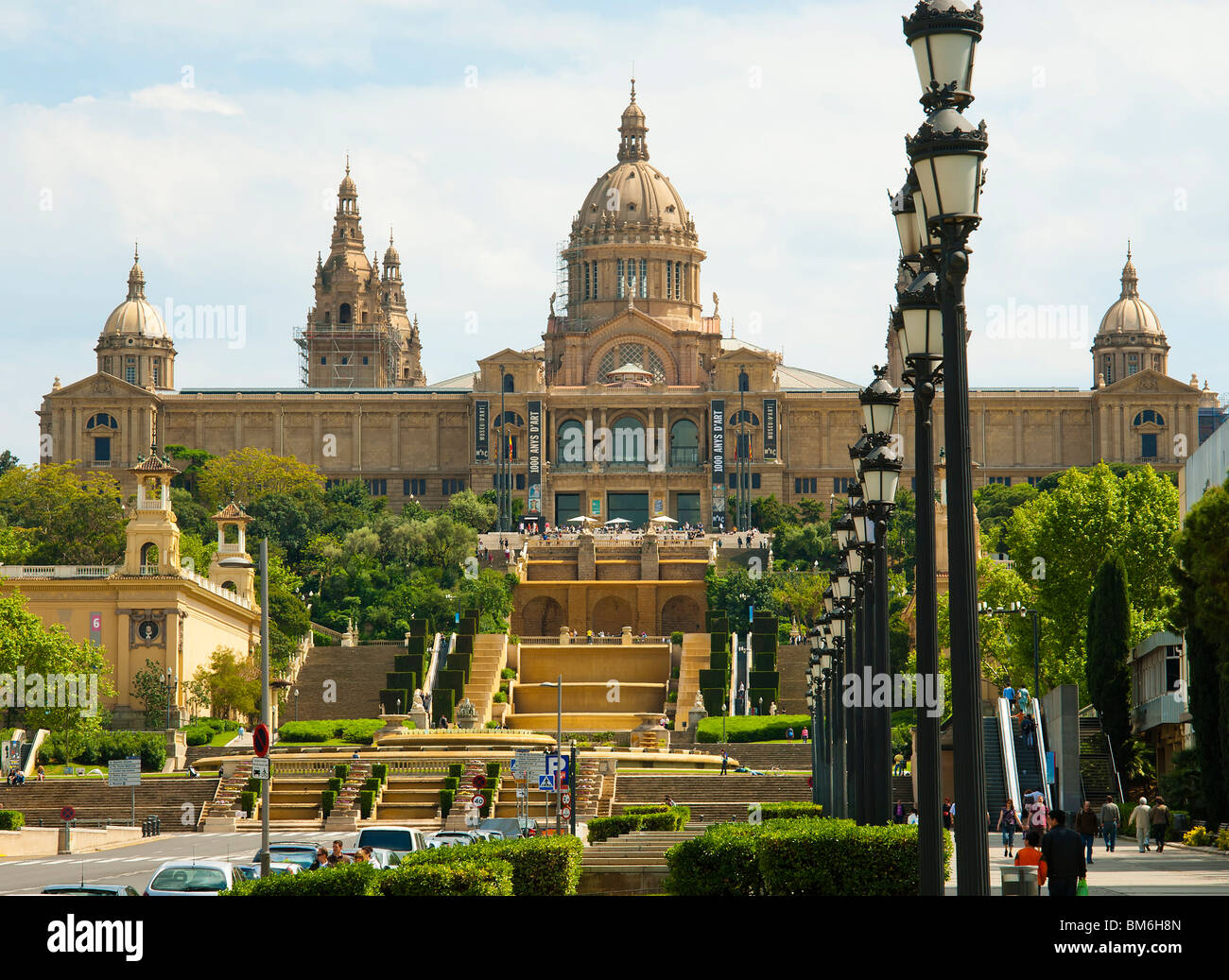 Palais National de Montjuic et le parc de Montjuic, Barcelone Banque D'Images