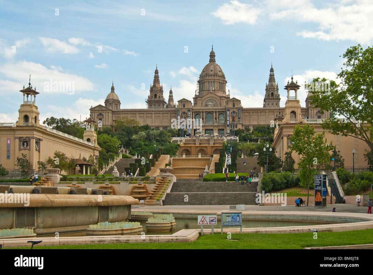 Palais National de Montjuic et le parc de Montjuic, Barcelone Banque D'Images