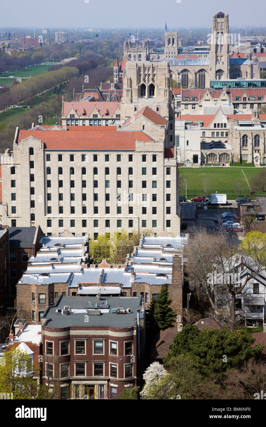 Églises à Chicago - vue aérienne de la zone de l'Université de Chicago. Banque D'Images