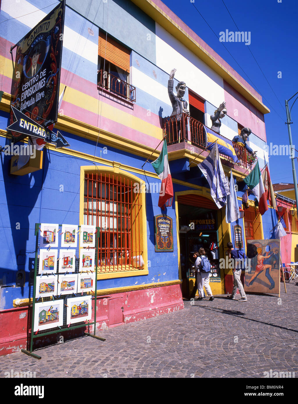 Les bâtiments aux couleurs pastel, la rue Caminito, la Boca, Buenos Aires, Argentine Banque D'Images