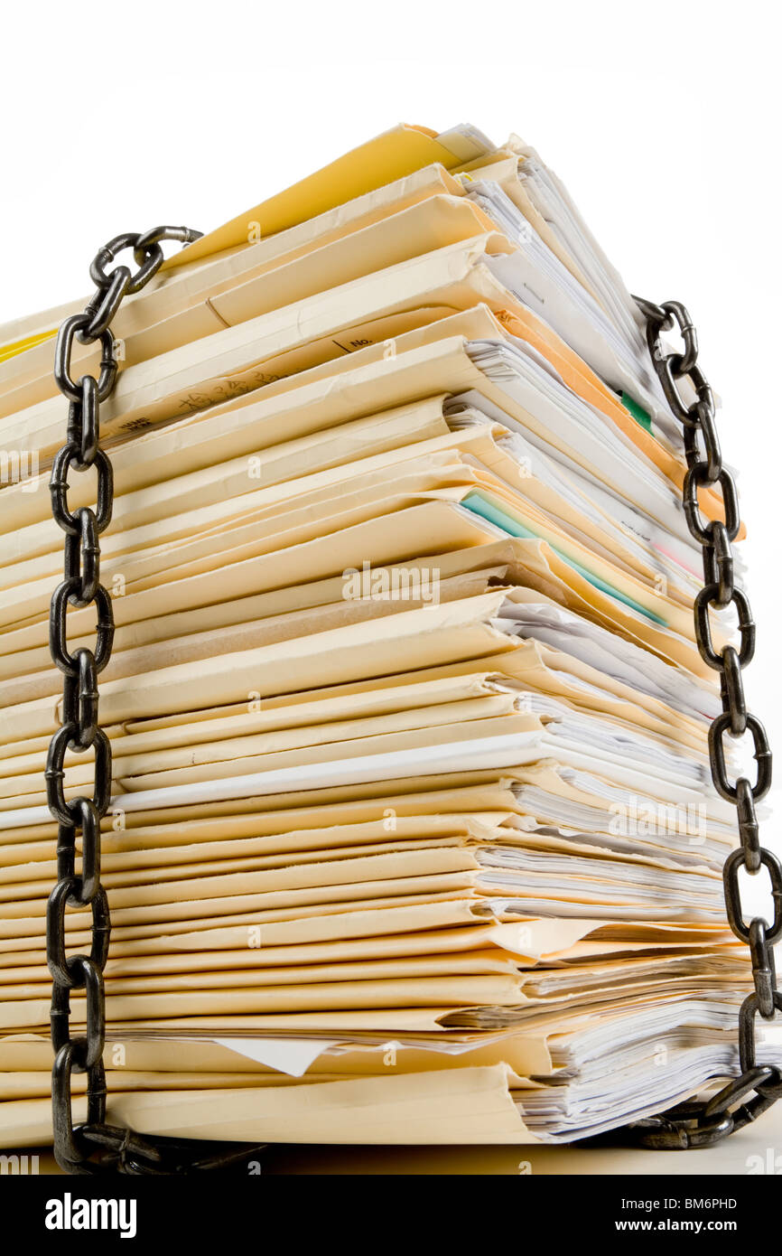 La chaîne et la pile de fichiers, notion de document confidentiel Banque D'Images