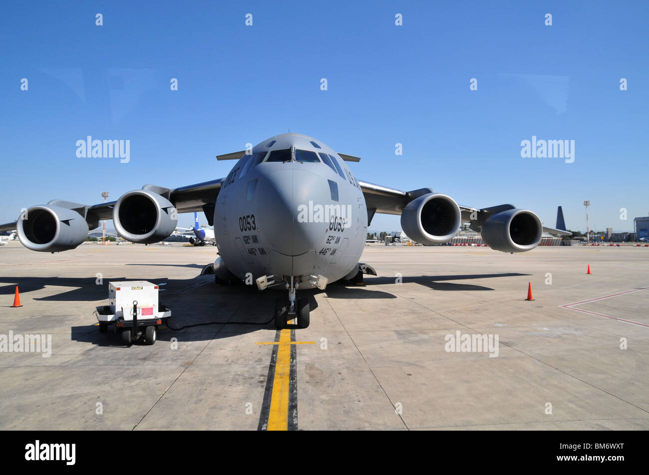 US Air Force (anciennement Boeing McDonnell Douglas C-17 Globemaster III) un grand avion de transport militaire. Banque D'Images