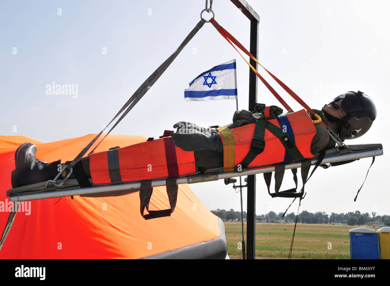 Israël, Tel Nof FIA une base de l'air israélienne (IAF) exposition démonstration de sauvetage d'air Banque D'Images