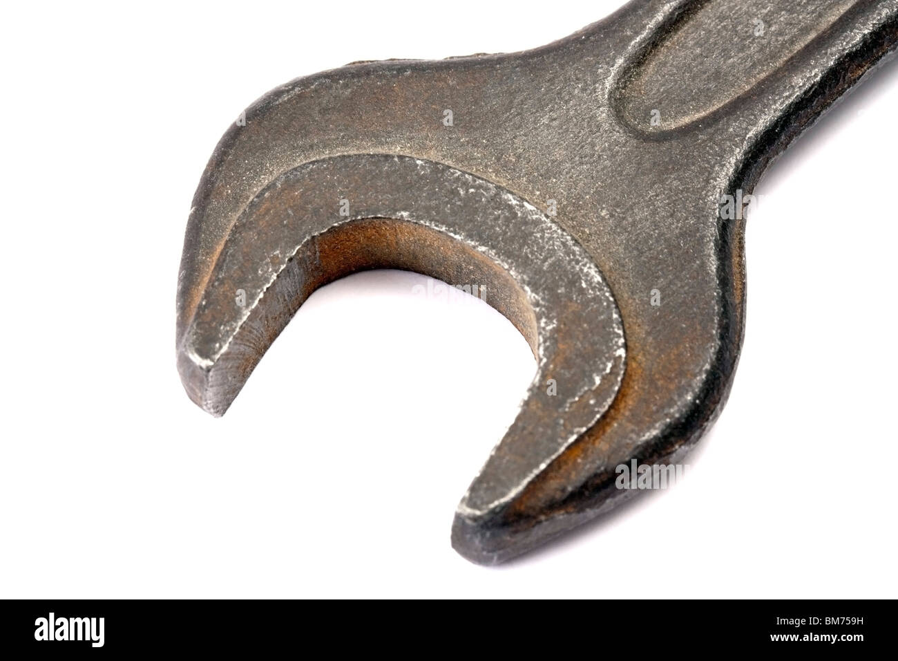 Une vieille clé dynamométrique isolé sur fond blanc Banque D'Images