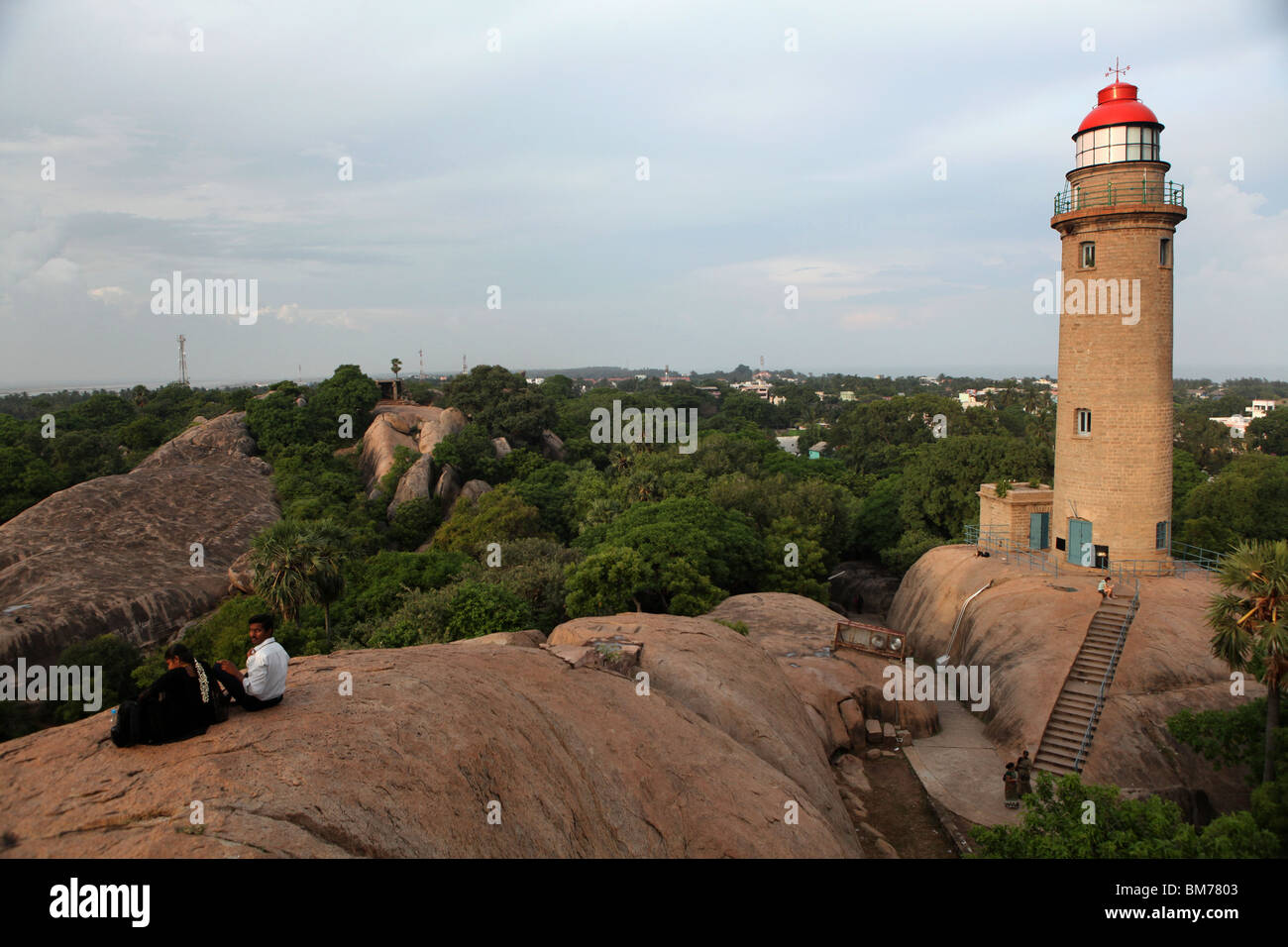 Le phare à Mahabalipuram ou Mamallapuram Etat du Tamil Nadu en Inde. Banque D'Images