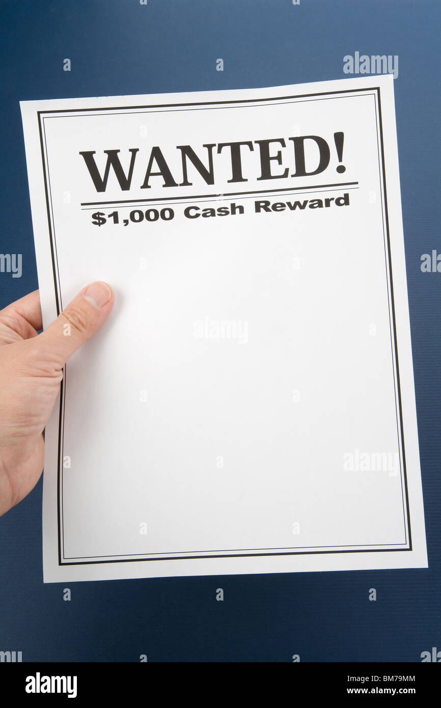 Avis de recherche close up shot Banque D'Images