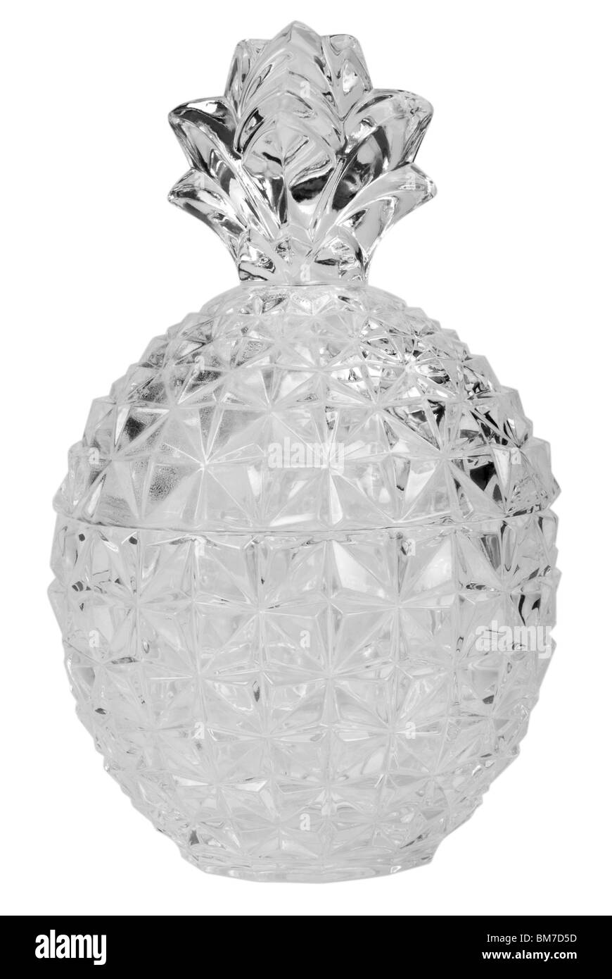 Close-up d'un bol de cristal en forme d'ananas avec un couvercle Banque D'Images