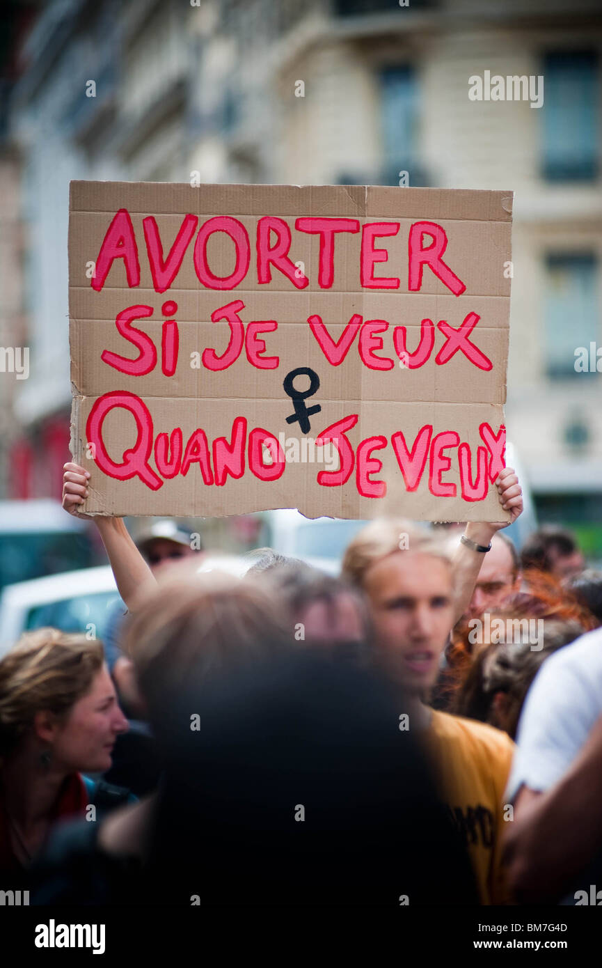 Lyon (69) : 18 mai 2009, la démonstration de défenseurs du droit à l'avortement et de contraception. Banque D'Images