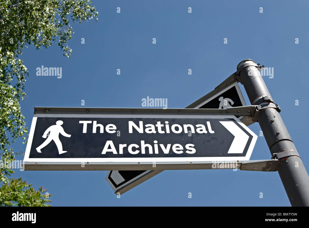 Walking route signe pour les archives nationales de Kew, Surrey, Angleterre Banque D'Images