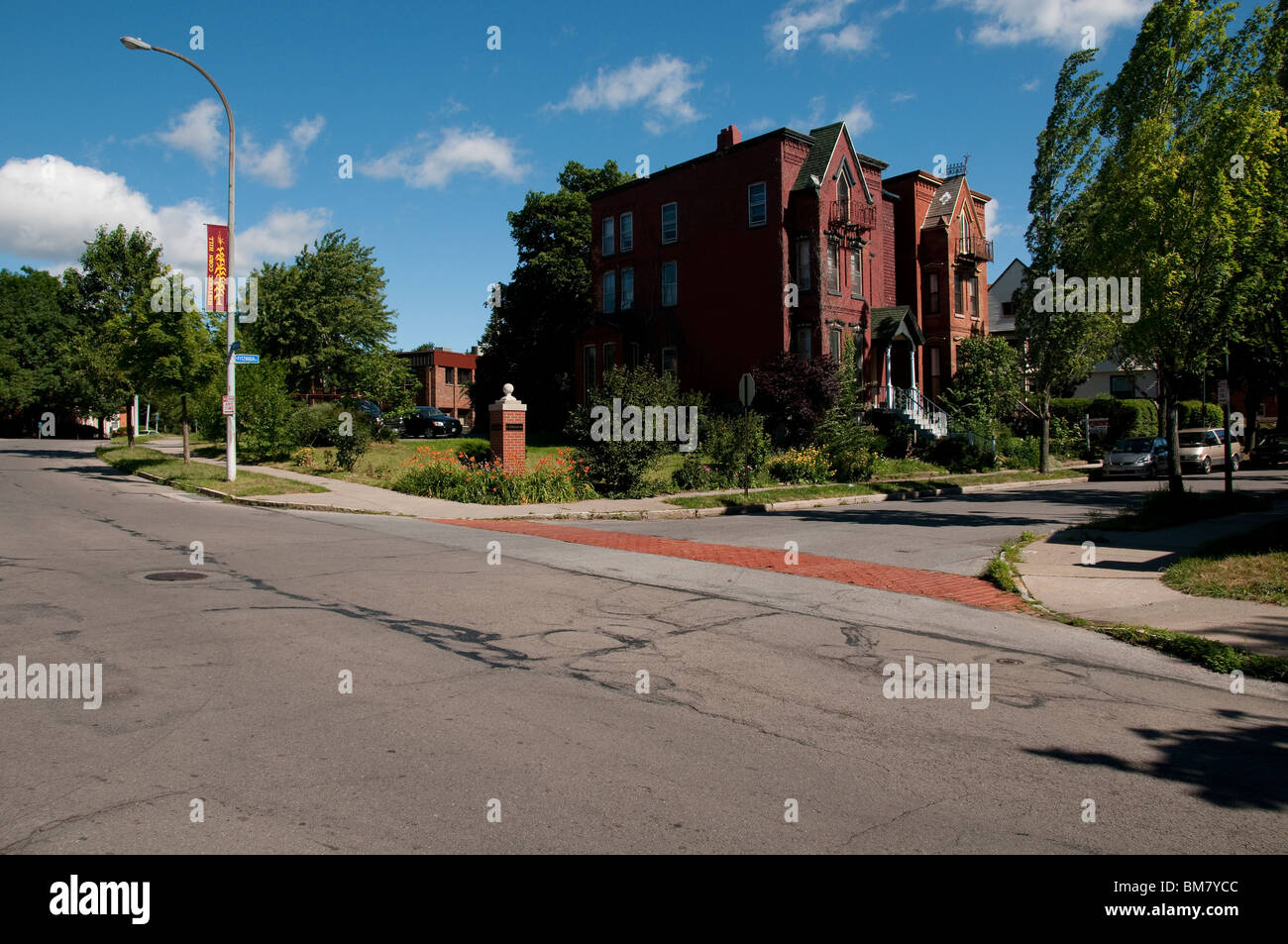 Les bâtiments historiques dans le maïs colline de Rochester, NY USA Banque D'Images