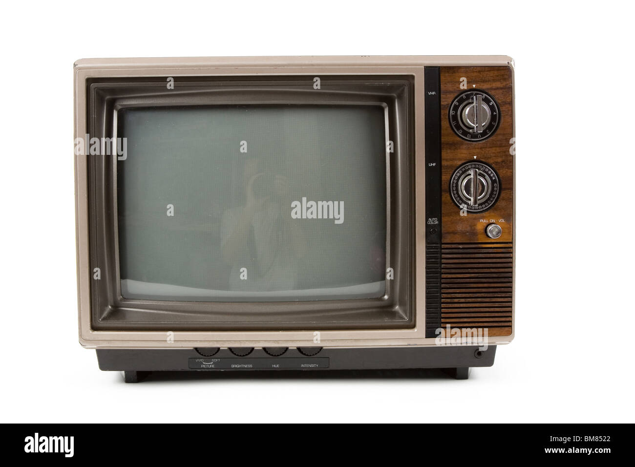 La télévision à l'ancienne avec un fond blanc Banque D'Images