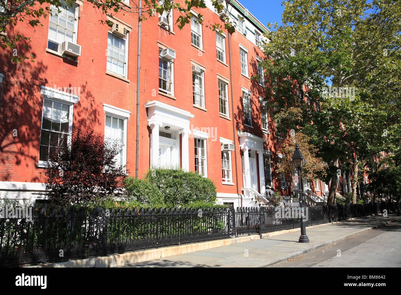 Maisons en rangée, de Greenwich Village, West Village, à Manhattan, New York City, USA Banque D'Images