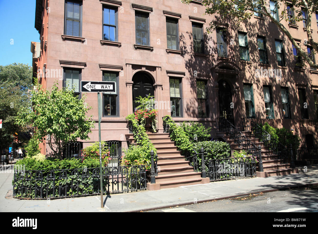 Maisons de village, Greenwich Village, West Village, à Manhattan, New York City, USA Banque D'Images