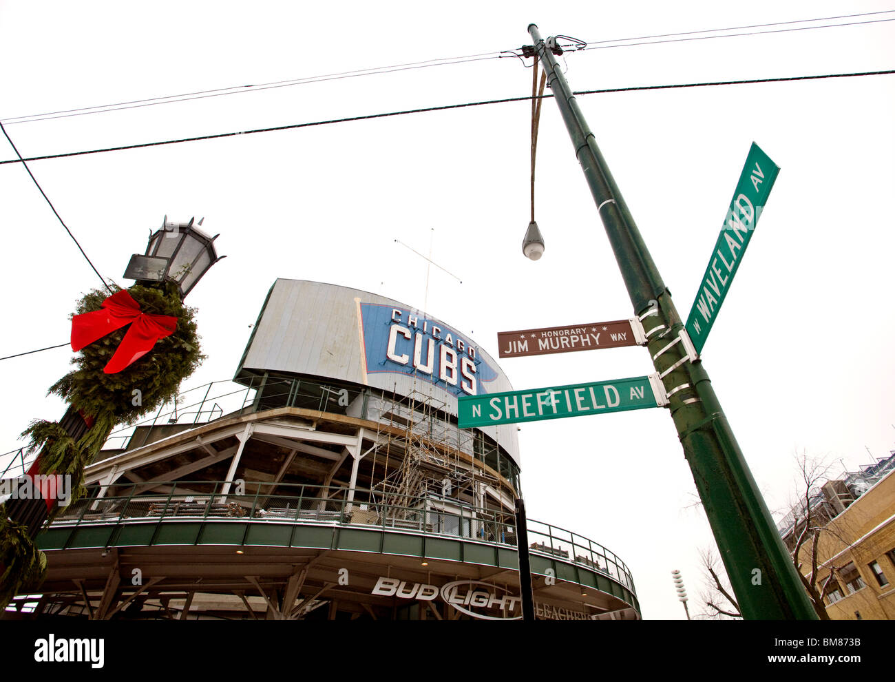 Centre-ville de Chicago Cubs de Chicago Avenue Waveland Banque D'Images